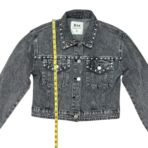 Rebecca Minkoff Gray Grey Denim Jean Jacket Studded Punk Button Up Size M Cotton - Picture 6 of 8